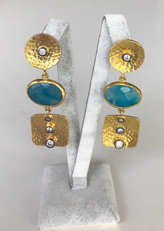 Turkish earrings with aqua stone