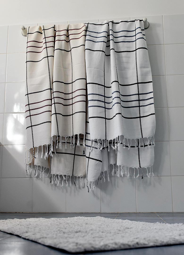 Pestemal - Antique Hamam - White/stripe Turkish towel